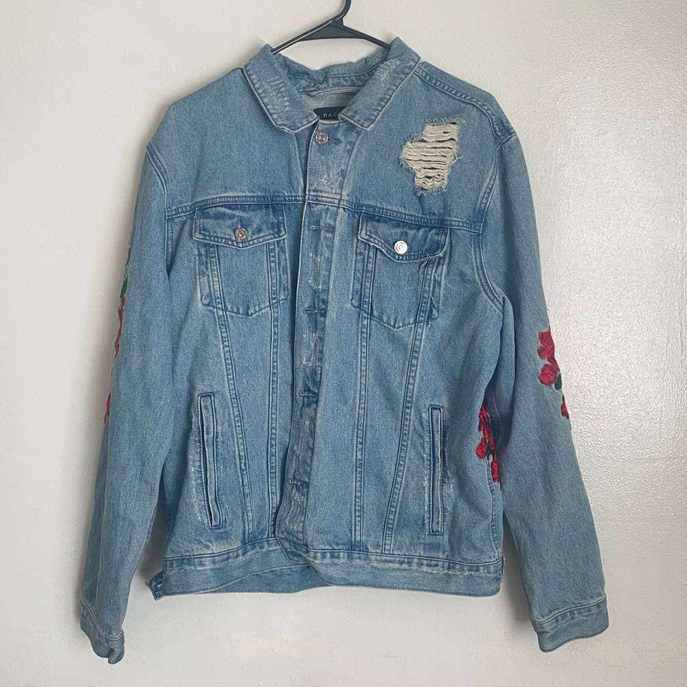 Pacsun rose stitched denim jacket